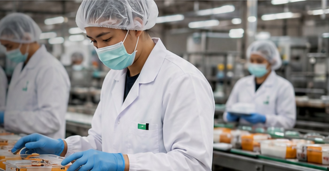 Pekerja profesional pada lini produksi makanan