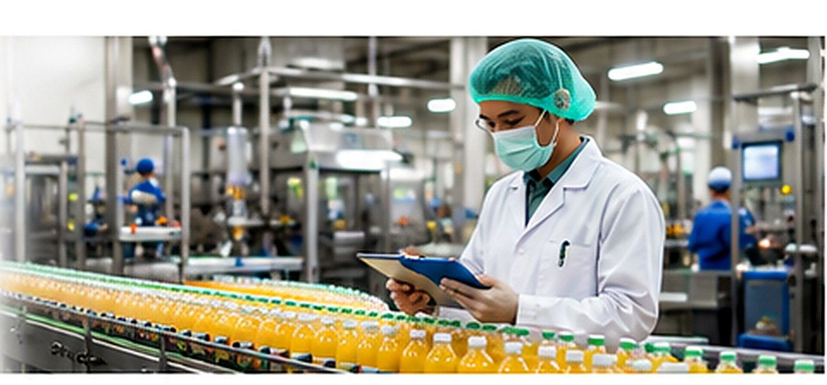 Fasilitas produksi minuman dengan pekerja profesional
